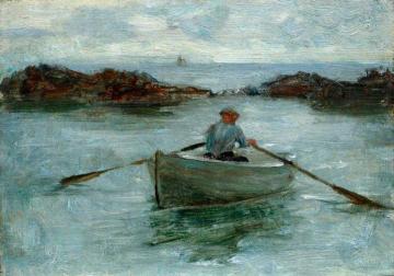 Man Rowing a Dinghy Artwork by Henry Scott Tuke