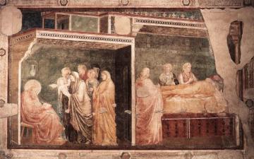 Scenes From The Life Of St John The Baptist: 2. Birth And Naming Of The Baptist (peruzzi Chapel, Santa Croce, Florence) Artwork by Giotto di Bondone