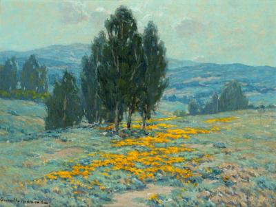 California Landscape With Poppies And Eucalyptus Artwork by Granville Redmond