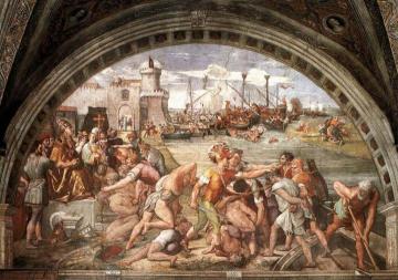 The Battle Of Ostia (stanza Dell'incendio Di Borgo) Artwork by Raphael