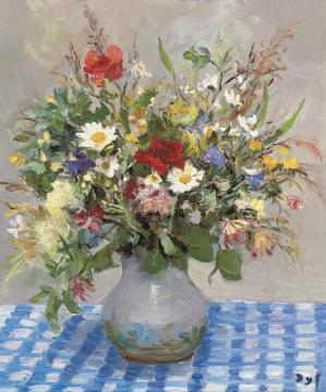 Wild Flowers On The Tablecloth Artwork by Marcel Dyf