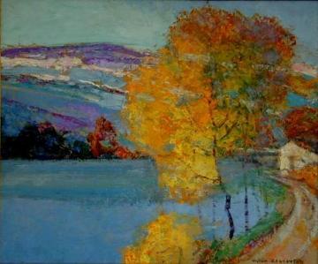 Le lac en automne, Première neige Artwork by Victor Charreton