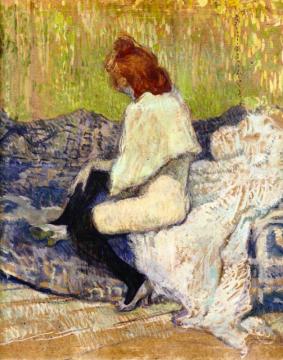 Red-headed Woman Sitting On The Couch (justine Dieuhl) Artwork by Henri de Toulouse-Lautrec