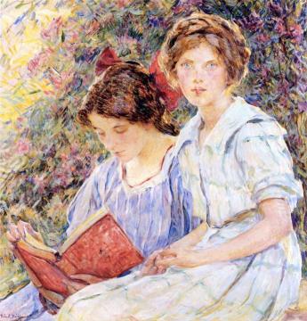 Two Women Reading Artwork by Robert Lewis Reid