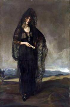 Carmen Bermejillo Con Mantilla Artwork by Jose Maria Lopez Mezquita