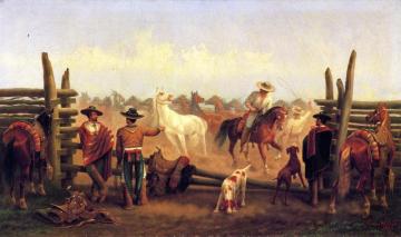 Vaqueros In A Horse Corral Artwork by James Walker
