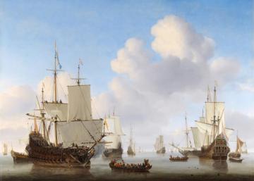 Dutch Men-o'-war And Other Shipping In A Calm Artwork by Willem van de Velde the Younger