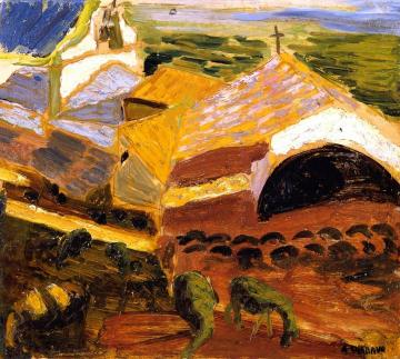 Sheep Pen with Green Sheep Artwork by Auguste Chabaud