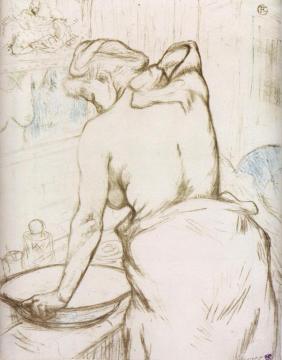 Elles: Woman At Her Toilette, Washing Herself Artwork by Henri de Toulouse-Lautrec