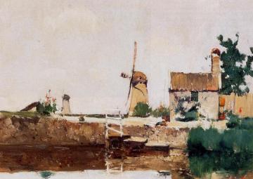 Windmills, Dordrecht Artwork by John Twachtman