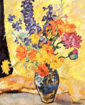 Bouquet Of Poppies, Zinnias And Snap Dragons Artwork by Louis Valtat