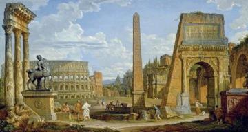 Capriccio Of Roman Ruins With The Colosseum Artwork by Giovanni Paolo Pannini