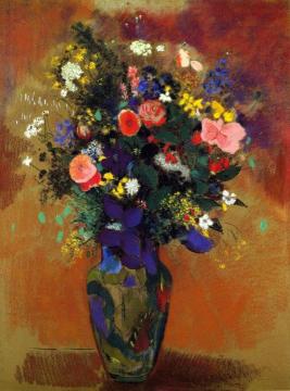 Large Bouquet of Wild Flowers Artwork by Odilon Redon