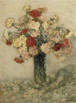 Carnations in a vase Artwork by Jean-François Raffaëlli