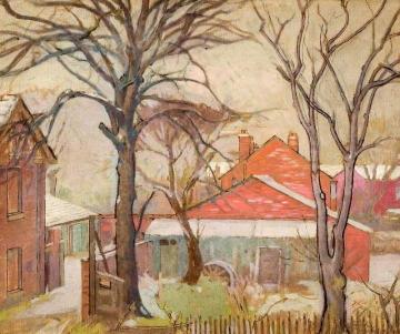 Winter Scene with Houses Artwork by William Ratcliffe