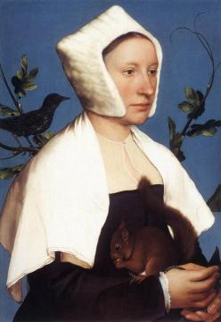 Portrait of a Lady with a Squirrel and a Starling Artwork by Hans Holbein the Younger