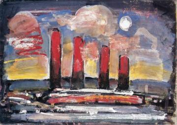 Small Suburb with Four Chimneys Artwork by Georges Rouault