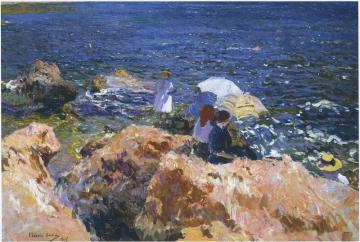 On the Rocks at Javea Artwork by Joaquin Sorolla y Bastida