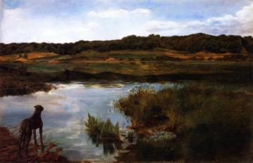 Great Dane On Wessling Lake Artwork by Wilhelm Trübner