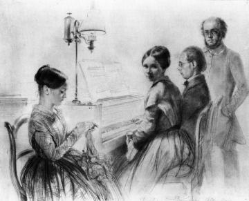 Menzel With His Brother, Sister And A Relative Next To The Upright Piano Artwork by Adolph von Menzel
