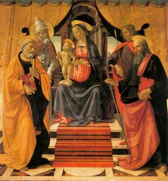 Madonna and Child Enthroned with Saints Artwork by Domenico Ghirlandaio