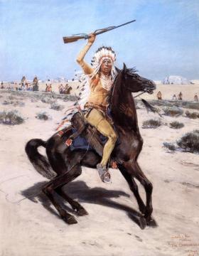 Sketch For 'the Challenge' Artwork by Henry F. Farny