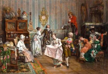 Interior With Elegant Figures Artwork by Vittorio Reggianini