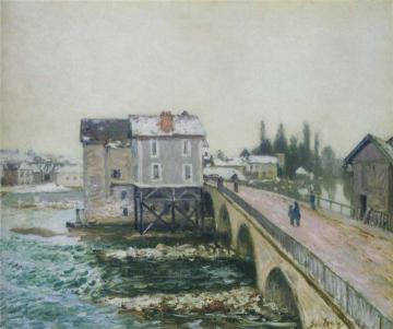 The Pont at Moret in Winter Artwork by Alfred Sisley