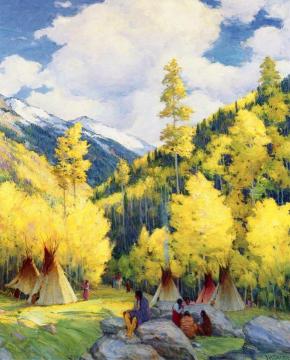 Apache Camp In The Aspens Artwork by Joseph Henry Sharp