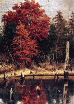 Autumn Wood In North Carolina With Tree Stumps In Water Artwork by William Aiken Walker