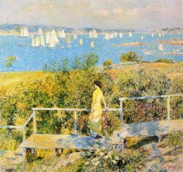 Yachts, Gloucester Harbor Artwork by Frederick Childe Hassam