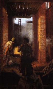 Two Builders At Work Artwork by Adolph von Menzel