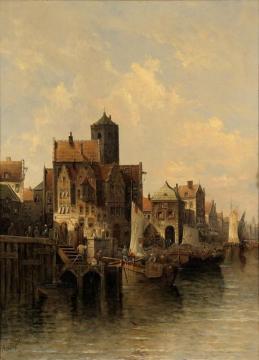 Medieval Port Town Artwork by August von Siegen