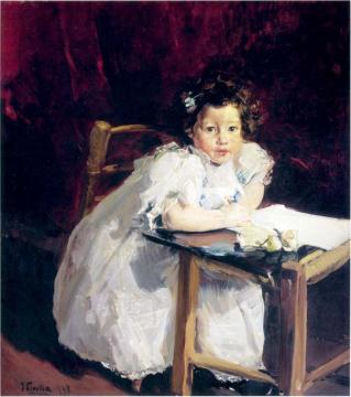 Elenita at her desk Artwork by Joaquin Sorolla y Bastida