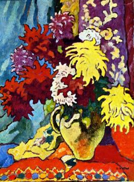 Dahlias In A Beige Pitcher Artwork by Louis Valtat