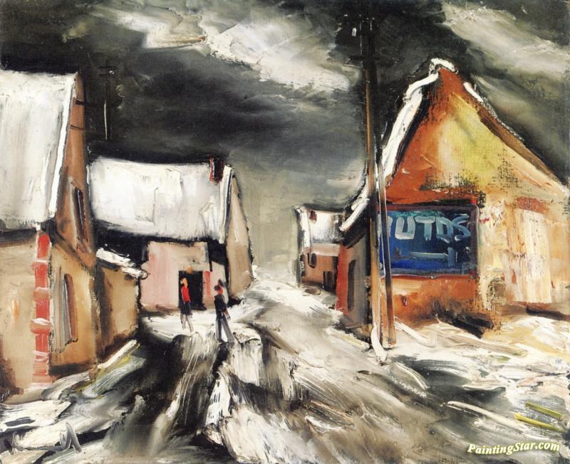 Snowy Village Street Artwork by Maurice De Vlaminck