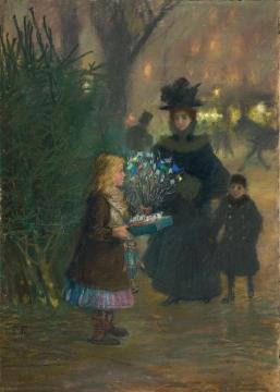 Christmas Market Artwork by Franz Skarbina