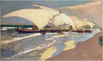 Valencian boats Artwork by Joaquin Sorolla y Bastida