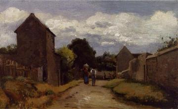 Male and Female Peasants on a Path Crossing the Countryside Artwork by Camille Pissarro