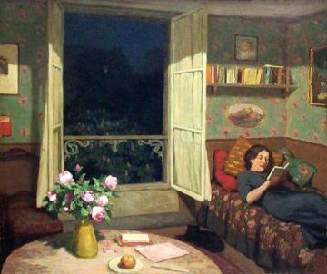 Vilma Reading On A Sofa Artwork by Tavik Frantisek Simon