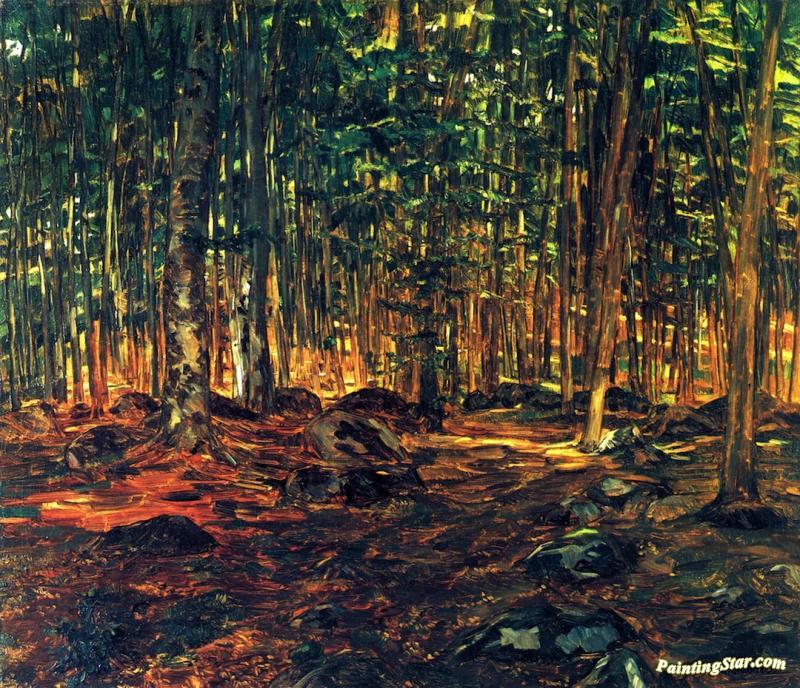 Forest Interior Artwork by Wilhelm Trübner