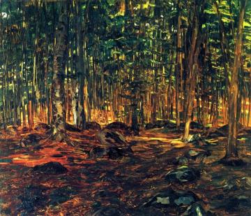 Forest Interior Artwork by Wilhelm Trübner