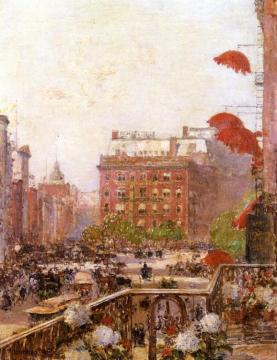 View of Broadway and Fifth Avenue Artwork by Frederick Childe Hassam