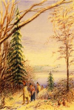 Indians Walking Along A Winter Path Artwork by Juan Buckingham Wandesforde