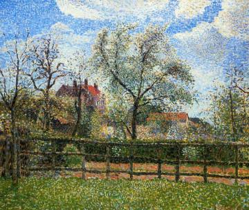 Pear Tress in Bloom, Eragny, Morning Artwork by Camille Pissarro