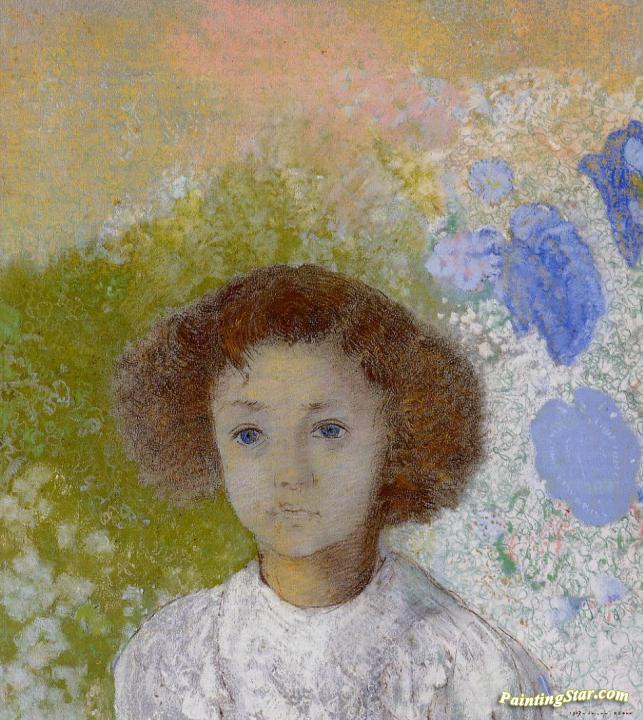 Portrait of Genevieve de Gonet as a Child Artwork by Odilon Redon