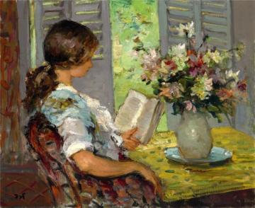 Reading In The Studio, Cannes Artwork by Marcel Dyf