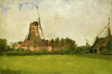 Windmill In The Dutch Countryside Artwork by John Twachtman