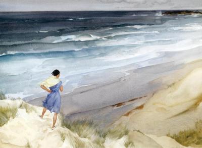 Windy Day On The Dunes Artwork by Sir William Russell Flint