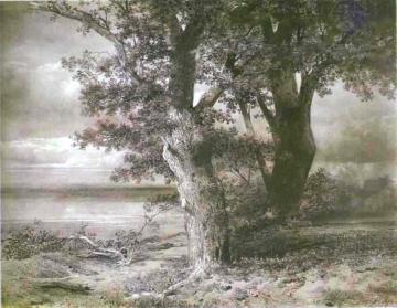 Oaks On River Bank Artwork by Alexei Kondratevich Savrasov